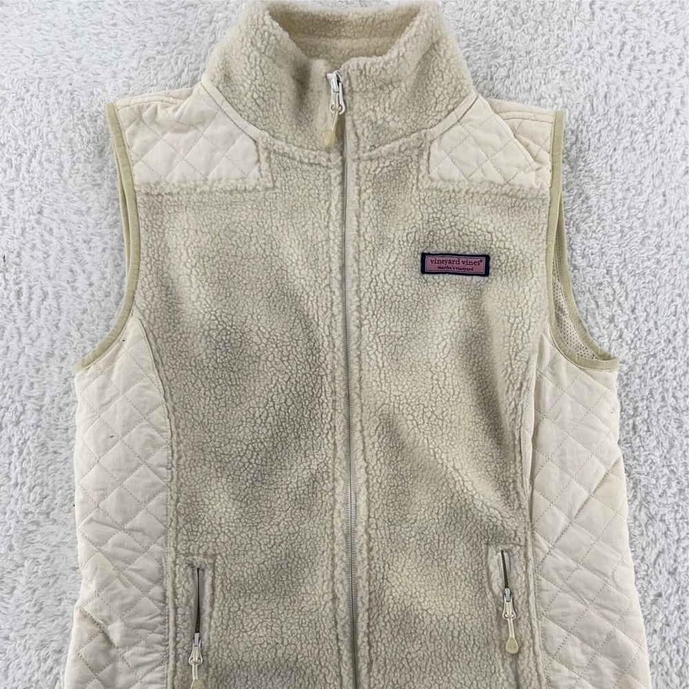 VINEYARD VINES IVORY FLEECE‎ FULL-ZIP VEST XXS